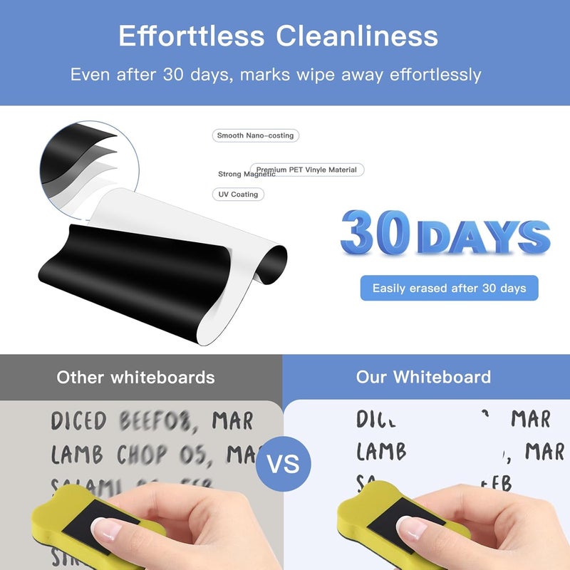 ZUXEFO Magnetic Fridge Whiteboard Set: Dry Erase White Board, Magnets (Bonus), Markers & Erasers (3-Pack, 12 X 8 Inch) - Image 4